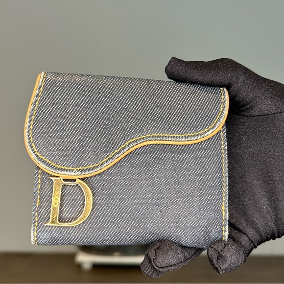 Dior Handbags - Dior Denim Compact Saddle Wallet
